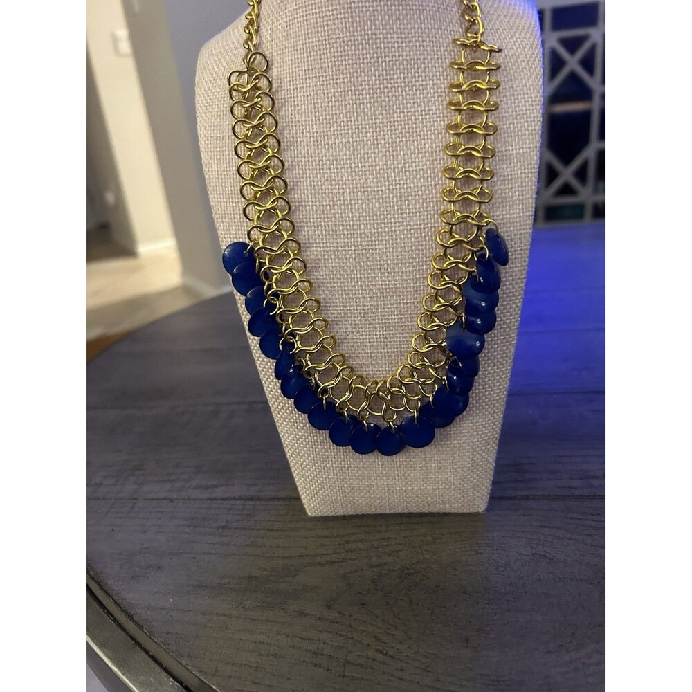 Cobalt Blue Dangles on Gold Tone 18” (With 2” Extender) Chain